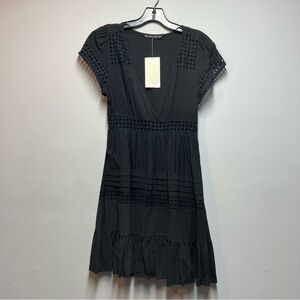Zara dress. black. XS. swim coverup. eyelet.
